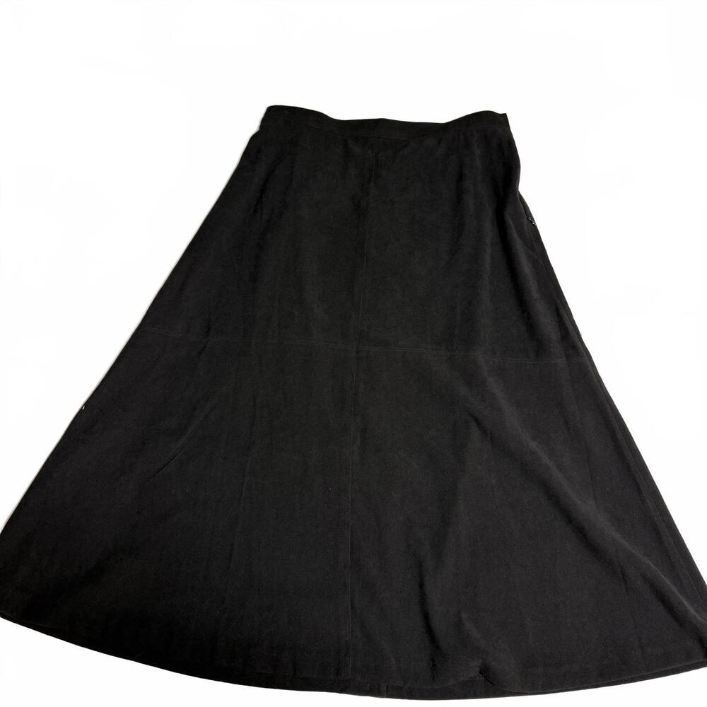 Microsuede Black NWT Full Skirt.‎ Y2K  Susan Graver SZ L  Size Zip Elastic Waist